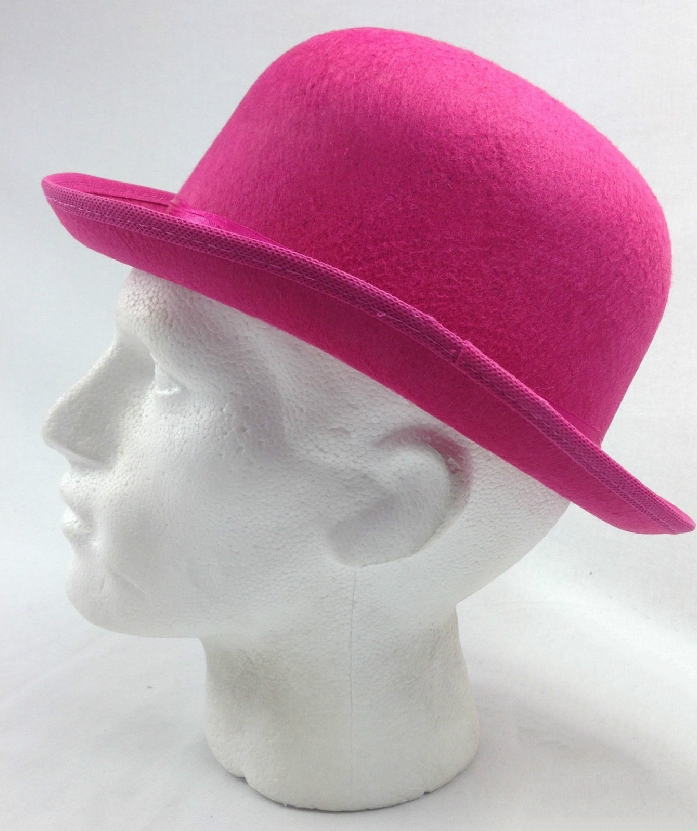 6x BOWLER HAT Party Vintage Costume Derby Felt Dance Halloween Bulk in Hot Pink