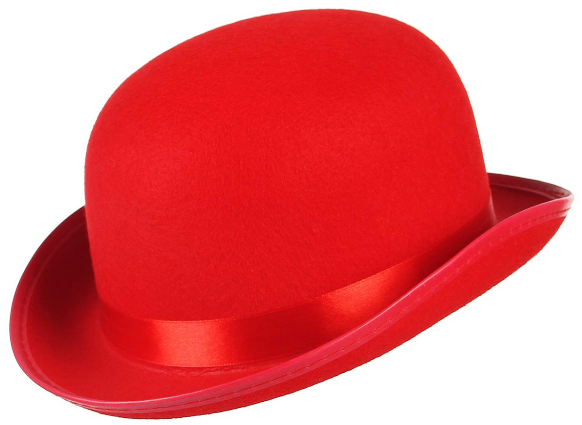 BOWLER HAT Party Vintage Costume Derby Felt Dance Halloween in Red