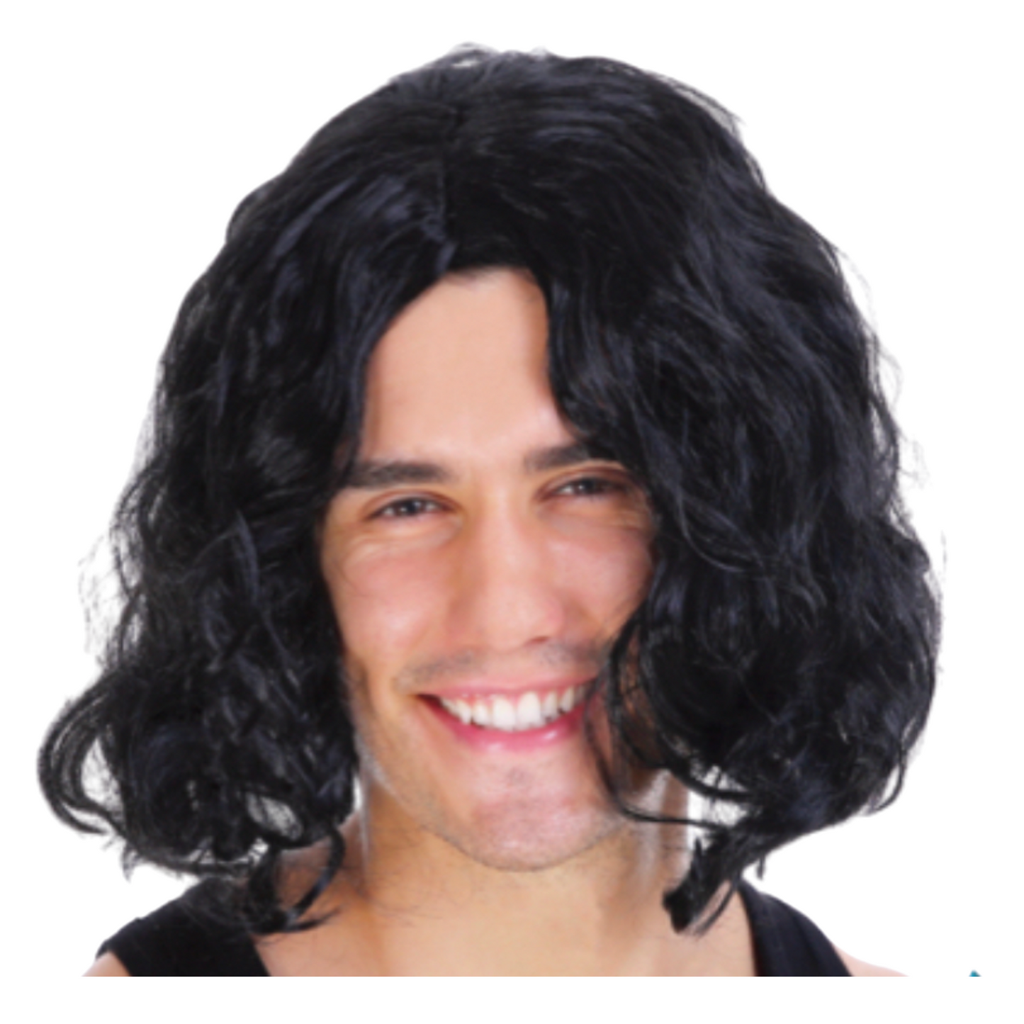 MENS WAVY WIG Curly Long Hair Disco Punk Rock Party Costume 60s 70s - Blonde-2