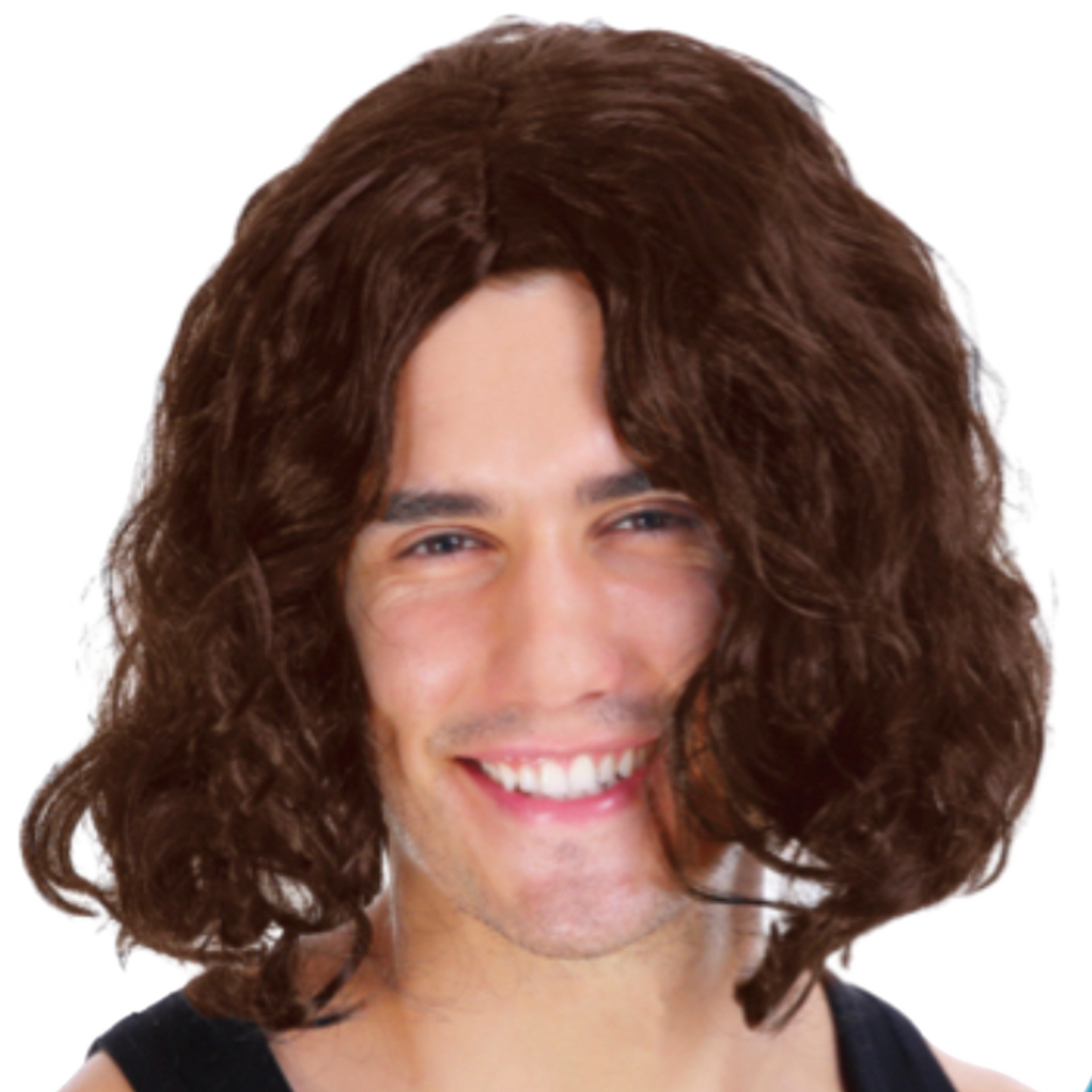 MENS WAVY WIG Curly Long Hair Disco Punk Rock Party Costume 60s 70s - Blonde-4