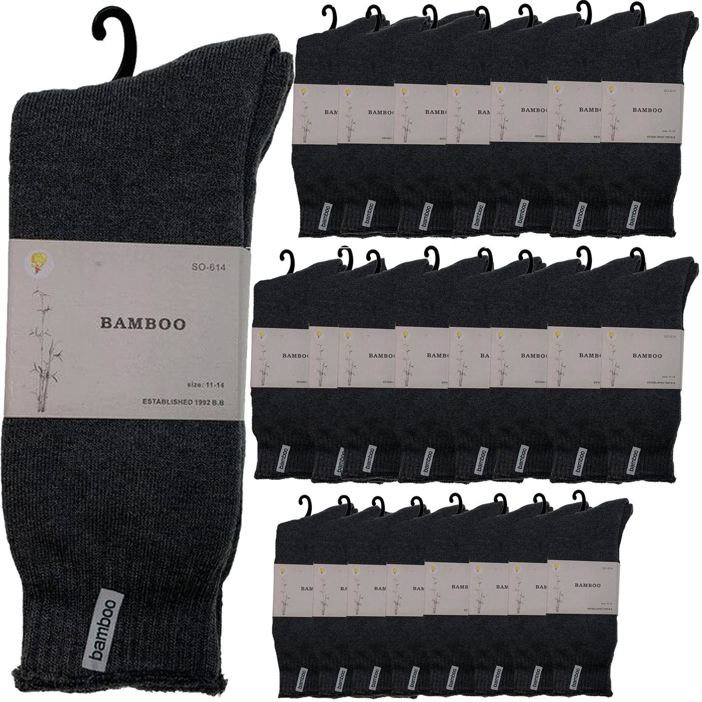 24 Pairs PREMIUM BAMBOO SOCKS Mens Heavy Duty Thick Work Socks BULK Cushion-9
