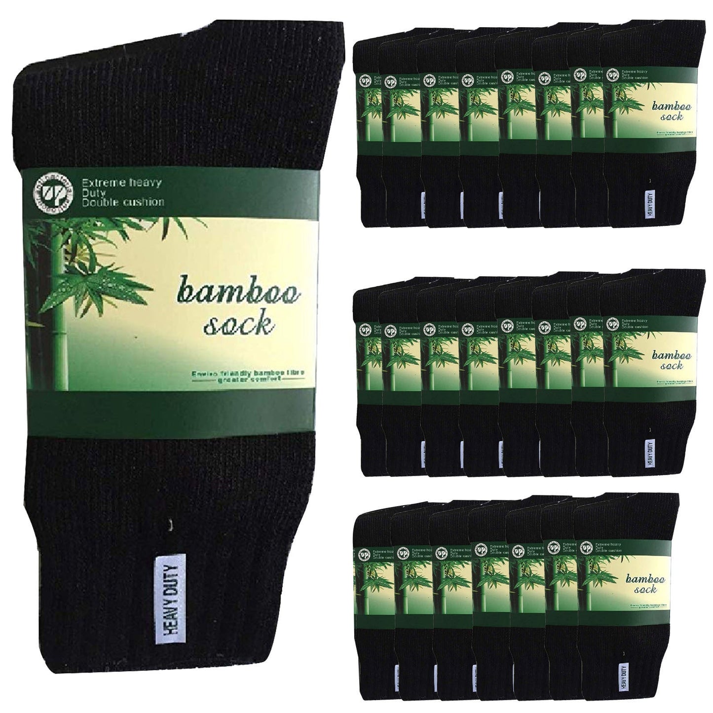 24 Pairs BAMBOO SOCKS Mens Heavy Duty Premium Thick Work Socks Cushion BULK-4