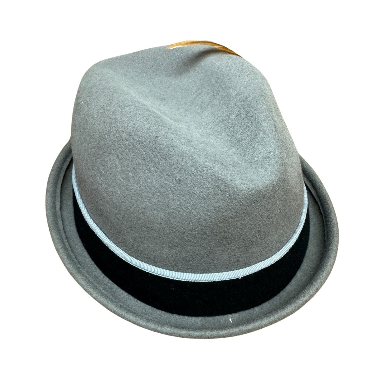 100% Wool Mens Stingy Gutter Brim Felt Hat with Petersham Trim in Grey M - Colourful Feathers-4