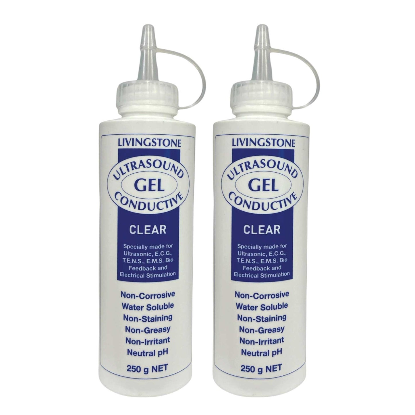 2x Livingstone 250ml Conductive Ultrasound Lubricating Gel - Squeeze Bottle-0