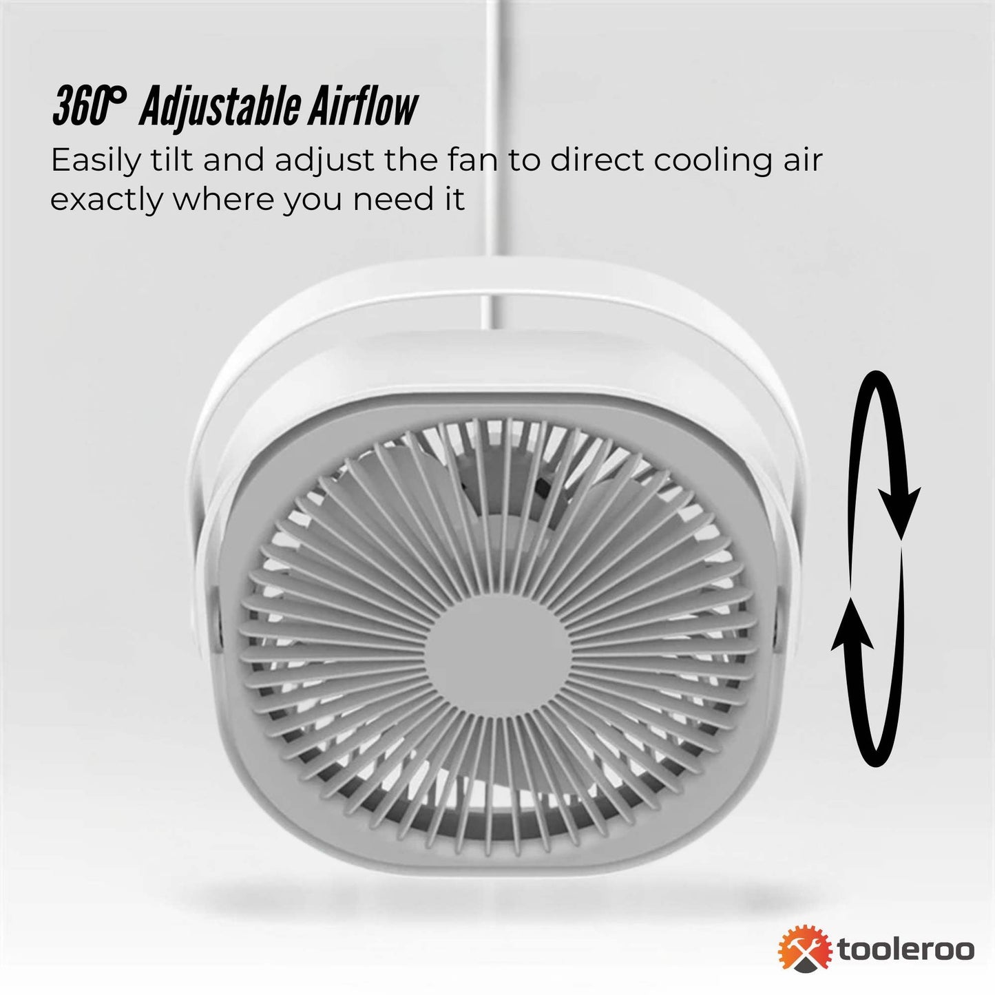 3-Speed USB 20cm Desktop Fan – Quiet Portable Lightweight Rechargeable Cooler-4