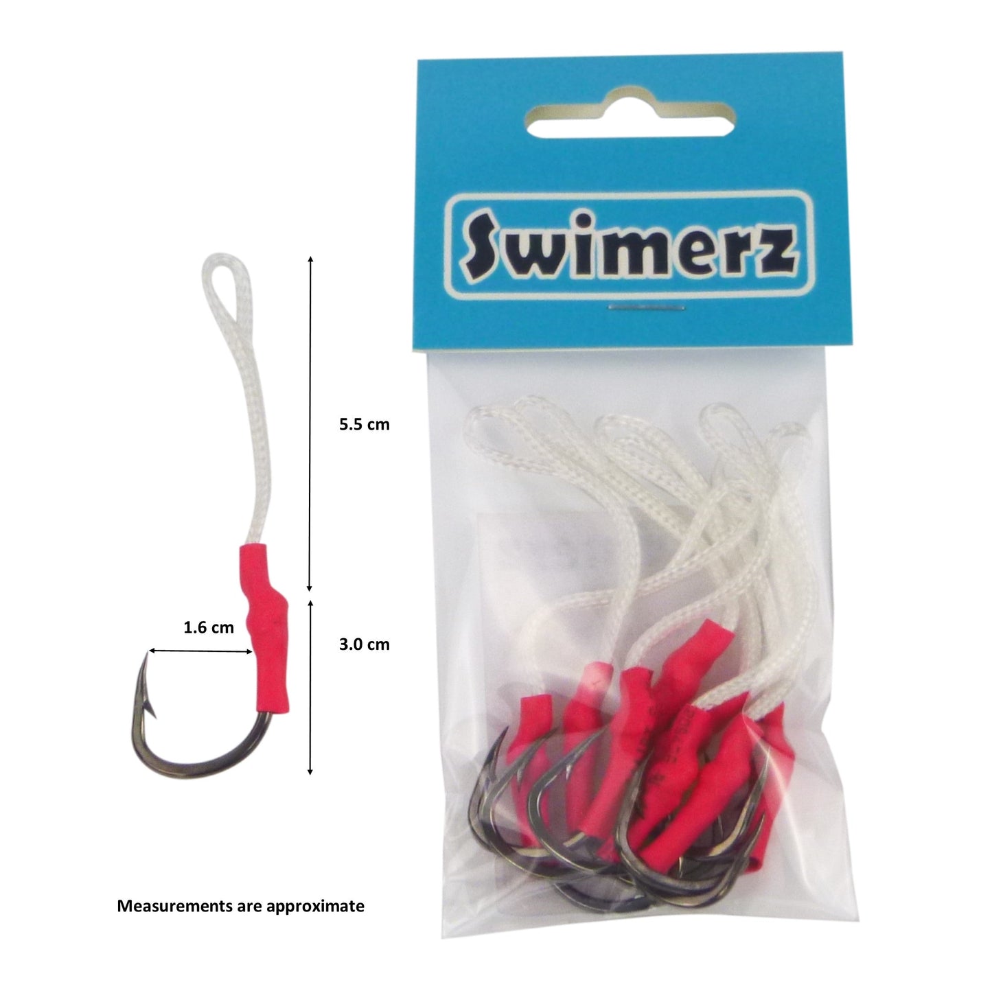 Swimerz 3/0 Single Assist Hooks, 8 pack-1