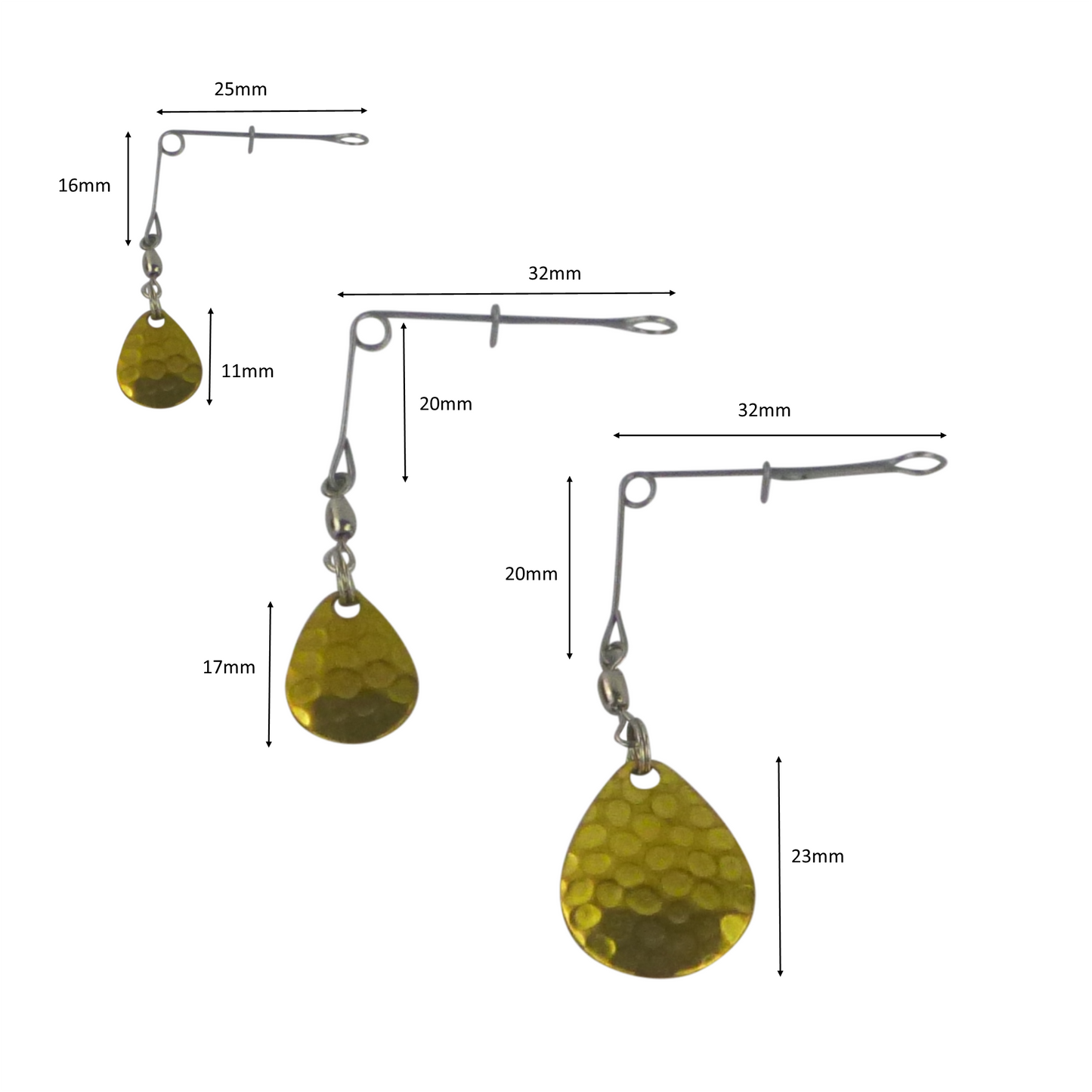 Swimerz Jig Spinner, Medium, Hammered Brass, 5 Pack-1
