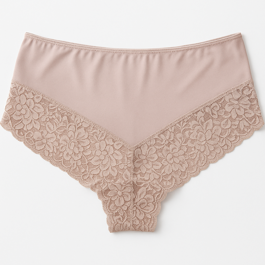 3x Womens Lace Boyshort Boyleg Full Briefs Underwear Undies in Beige-2