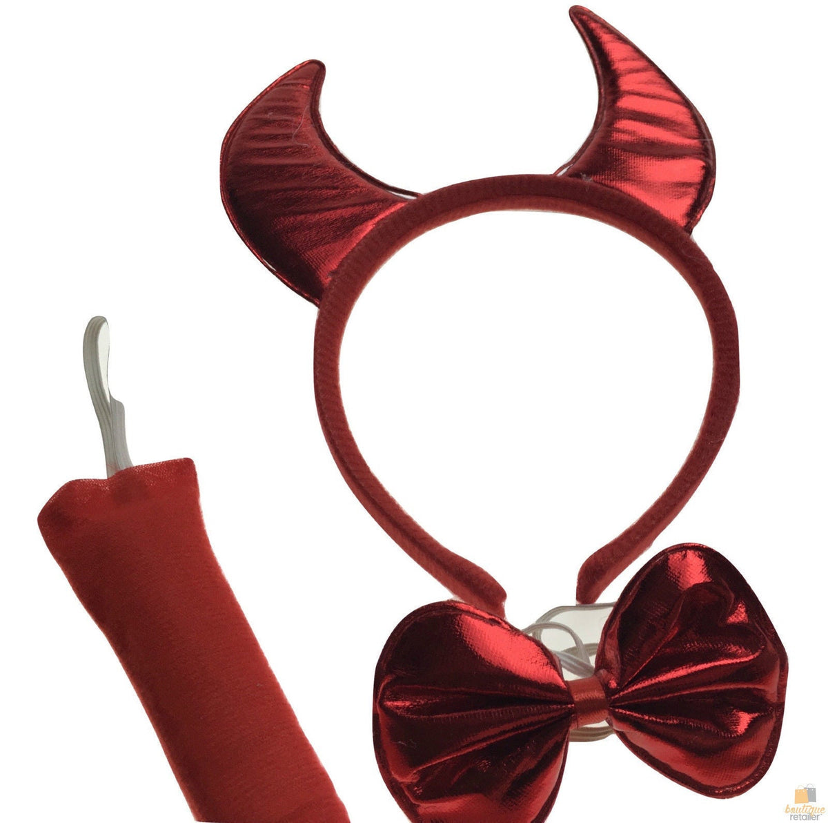 3pcs Set Halloween Costume Dress Up Party Bow Tie Tail Ears Book Week - Red Devil
