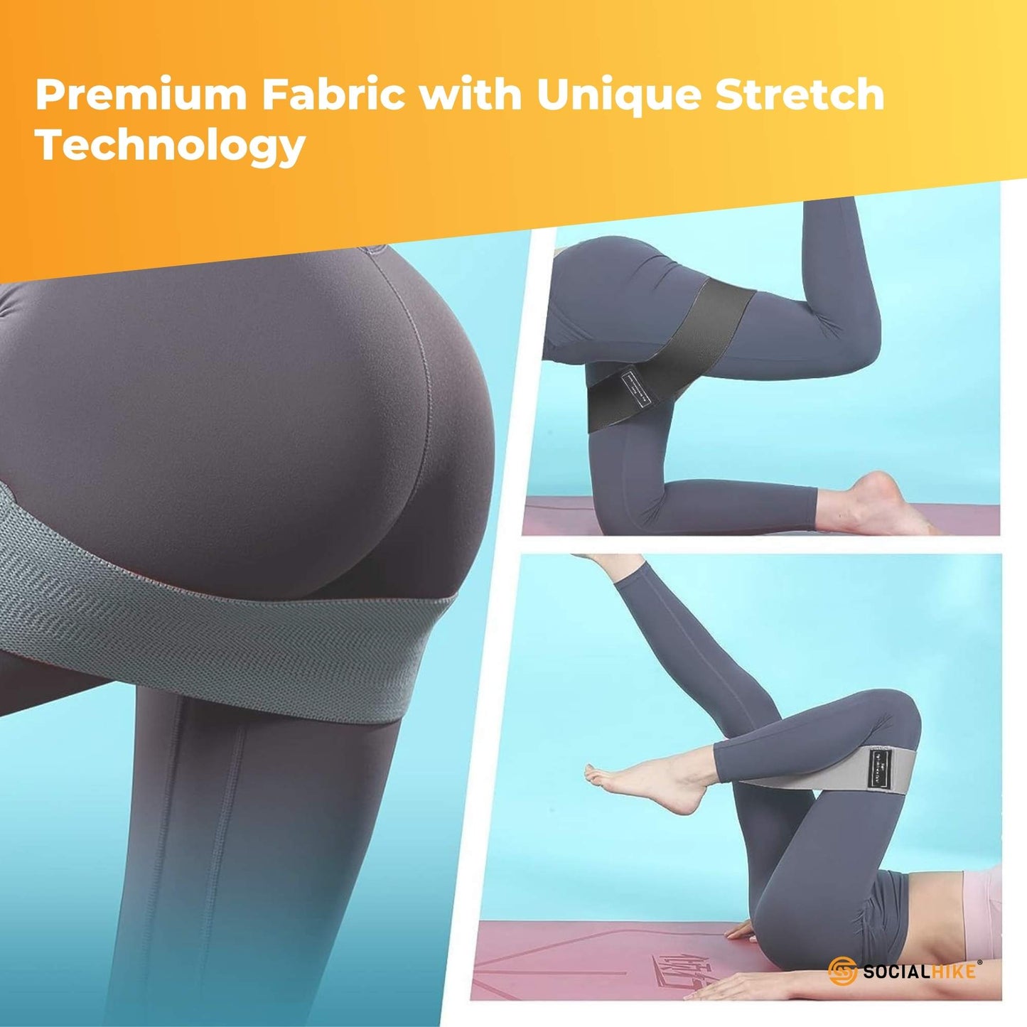 3x Resistance Exercise Hip Bands Set - Stretch Glute Booty Workout Power Loops-4