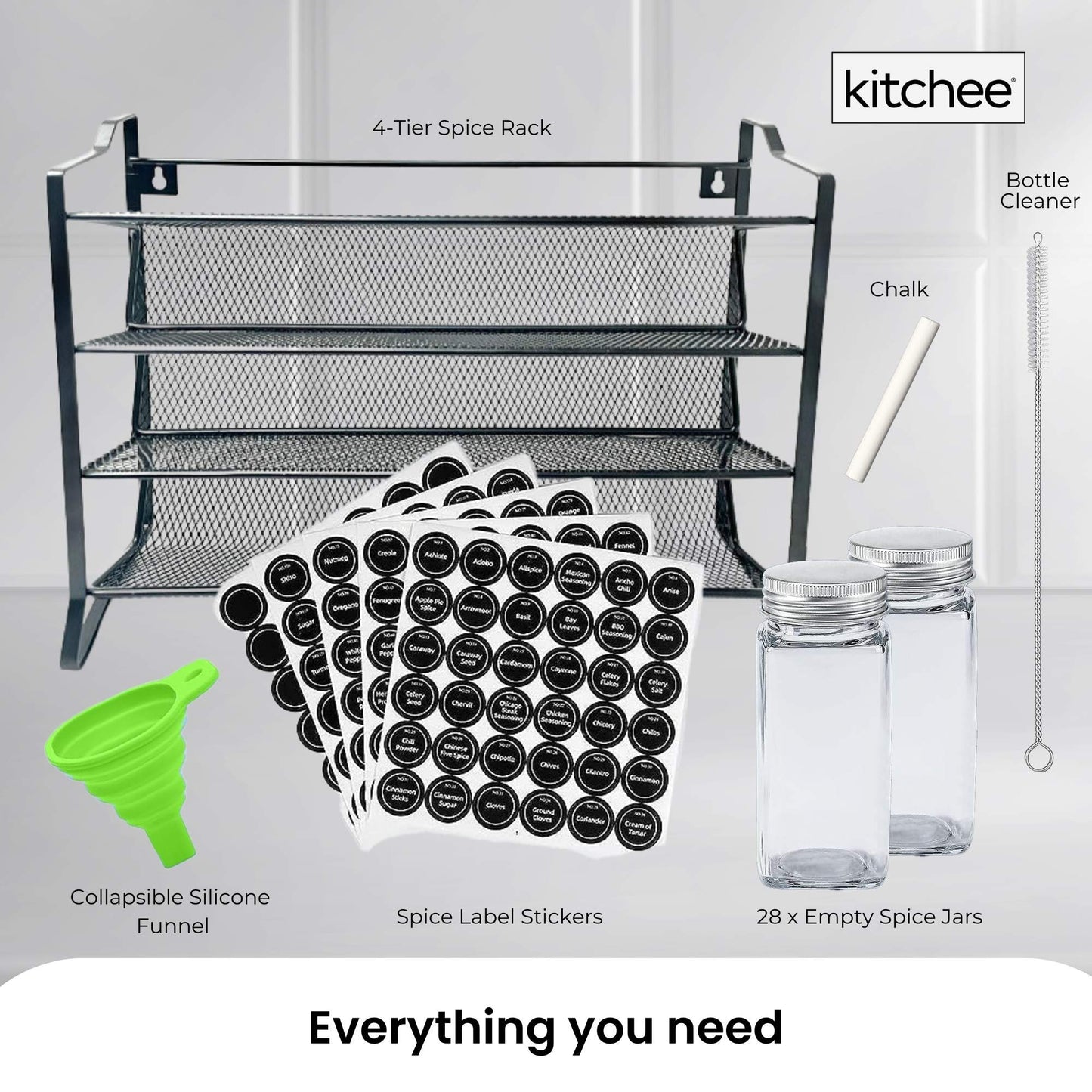 4 Tier Metal Spice Rack - Kitchen Pantry Herb Storage Organiser-2