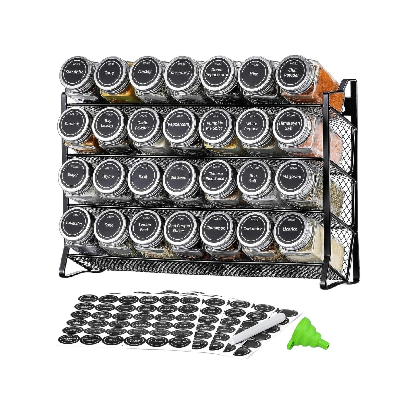 4 Tier Metal Spice Rack - Kitchen Pantry Herb Storage Organiser-0