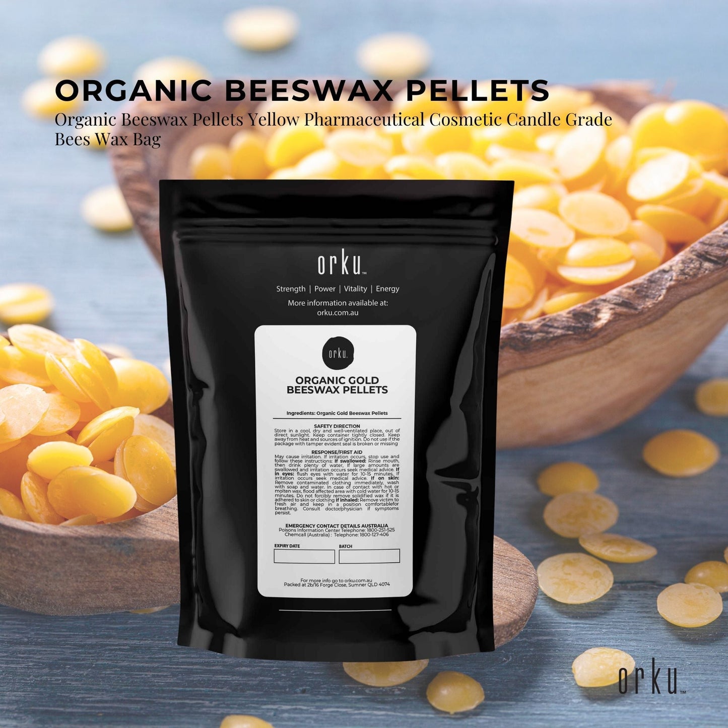 400g Orku Organic Beeswax Pellets Yellow - Cosmetic Grade Quality Pure Bees Wax-4