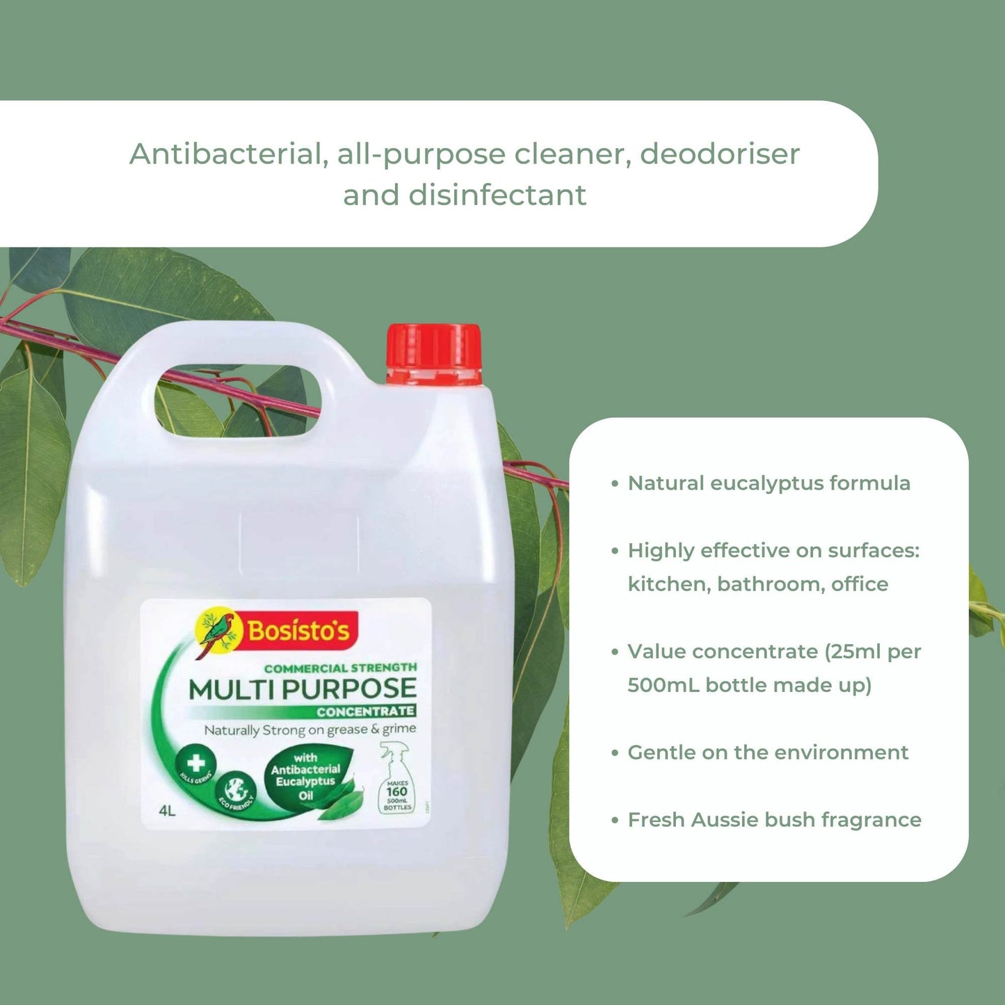 4L Multipurpose Cleaner Bosisto's Commercial Strength Concentrate Eucalyptus Oil-2