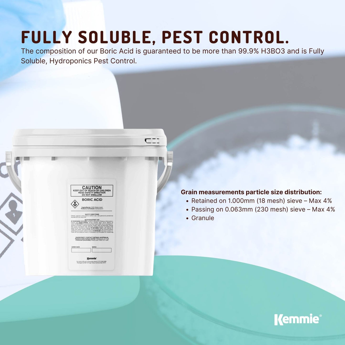 4.9Kg Boric Acid Powder Bucket 99.9% Pure Fully Soluble Granule Pest Ant Roaches-3