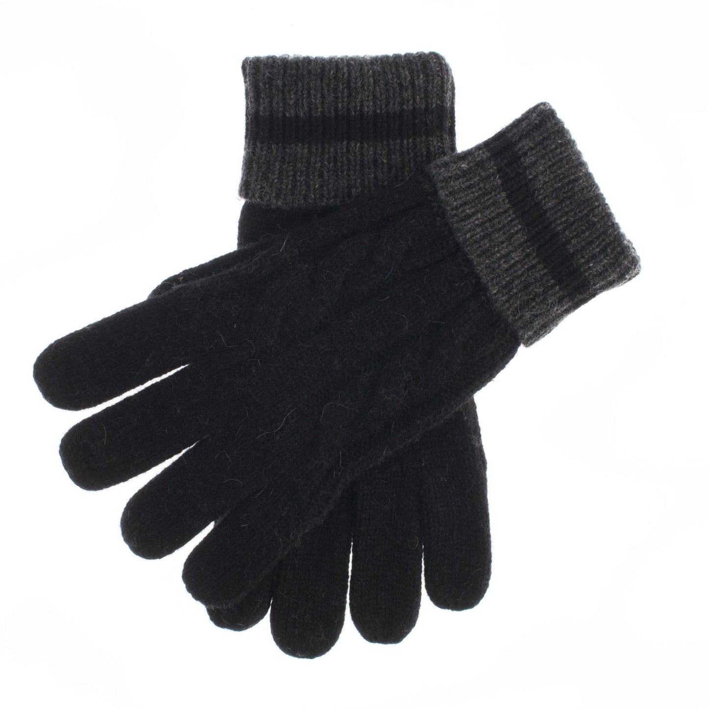 Dents Holwick Mens Cable Knit Goves - Warm Winter Ski - Black/Charcoal-1