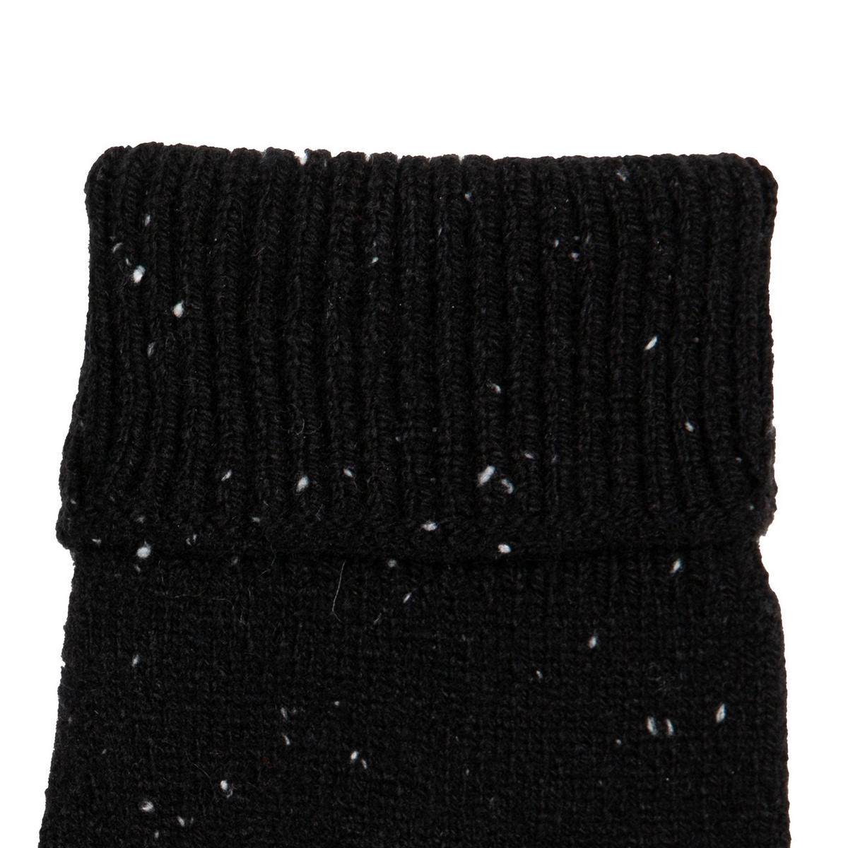 Dents Mens Fingerless Wool Blend Knitted Gloves w/ Marl Yarn in Black
