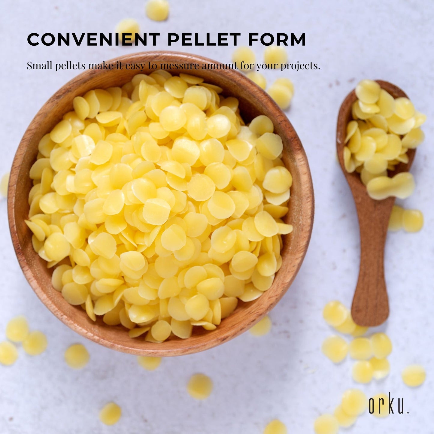 500g Orku Organic Beeswax Pellets Yellow Tub - Cosmetic Quality Pure Bees Wax-4