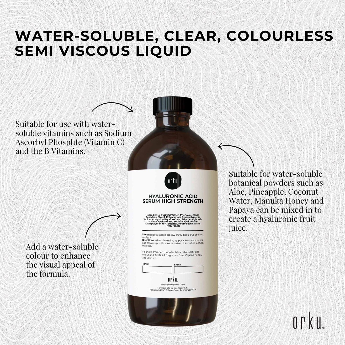 500ml Hyaluronic Acid Serum - High Strength Bulk Cosmetic Face Skin Care-4