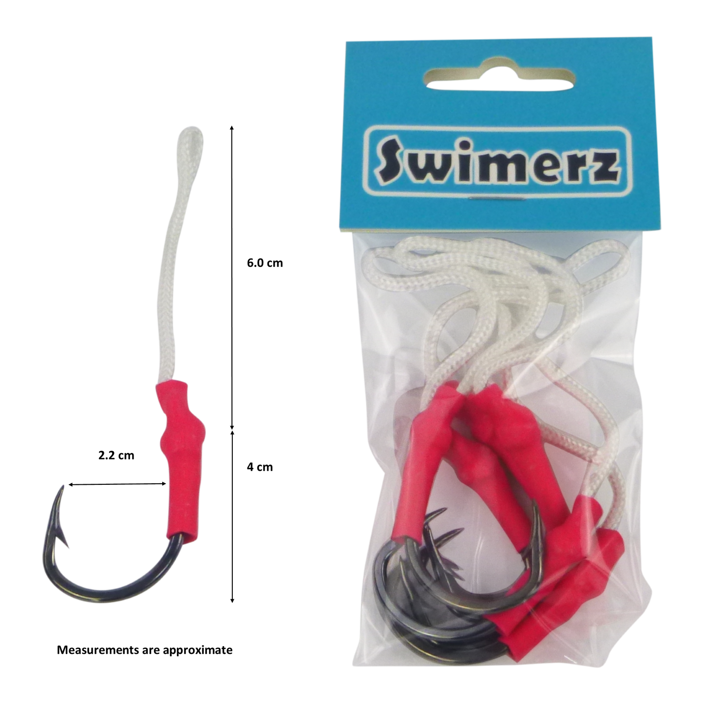 Swimerz 5/0 Single Assist Hooks, 6 pack-1