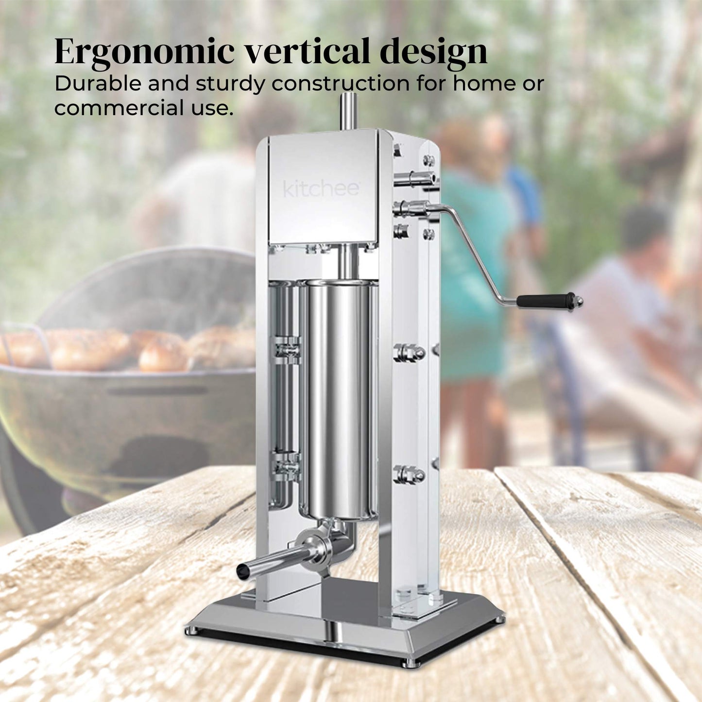 5L Manual Vertical Sausage Filler - Stainless Stuffer Meat Press Machine-4