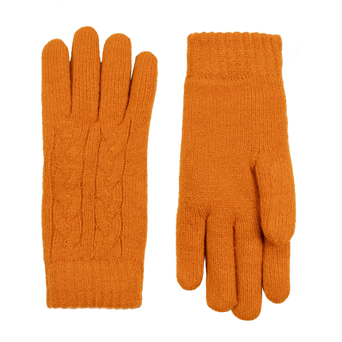 Dents Womens Cable Knit Cosy-Lined Gloves in Pumpkin Orange