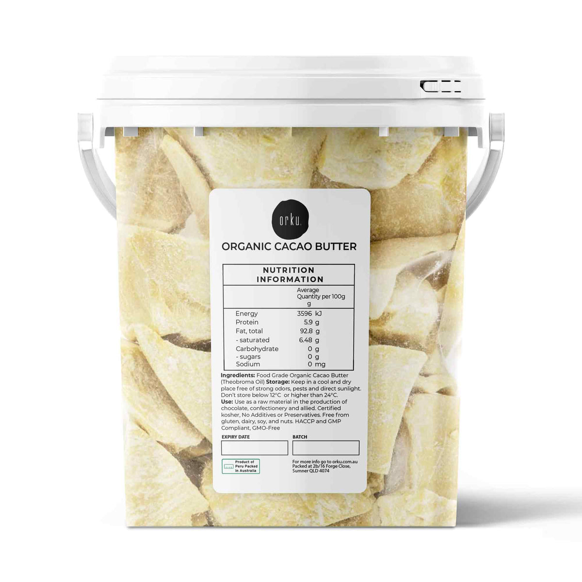 600g Organic Cacao Butter Bucket - Cold Pressed Raw Natural Food Grade Blocks-0