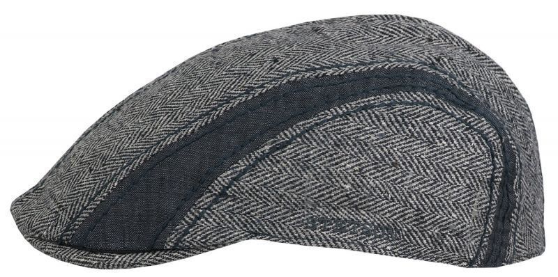 Stetson Mens Manatee Hat Flat Cap Ivy Golf Herringbone Wool Silk Linen - Grey
