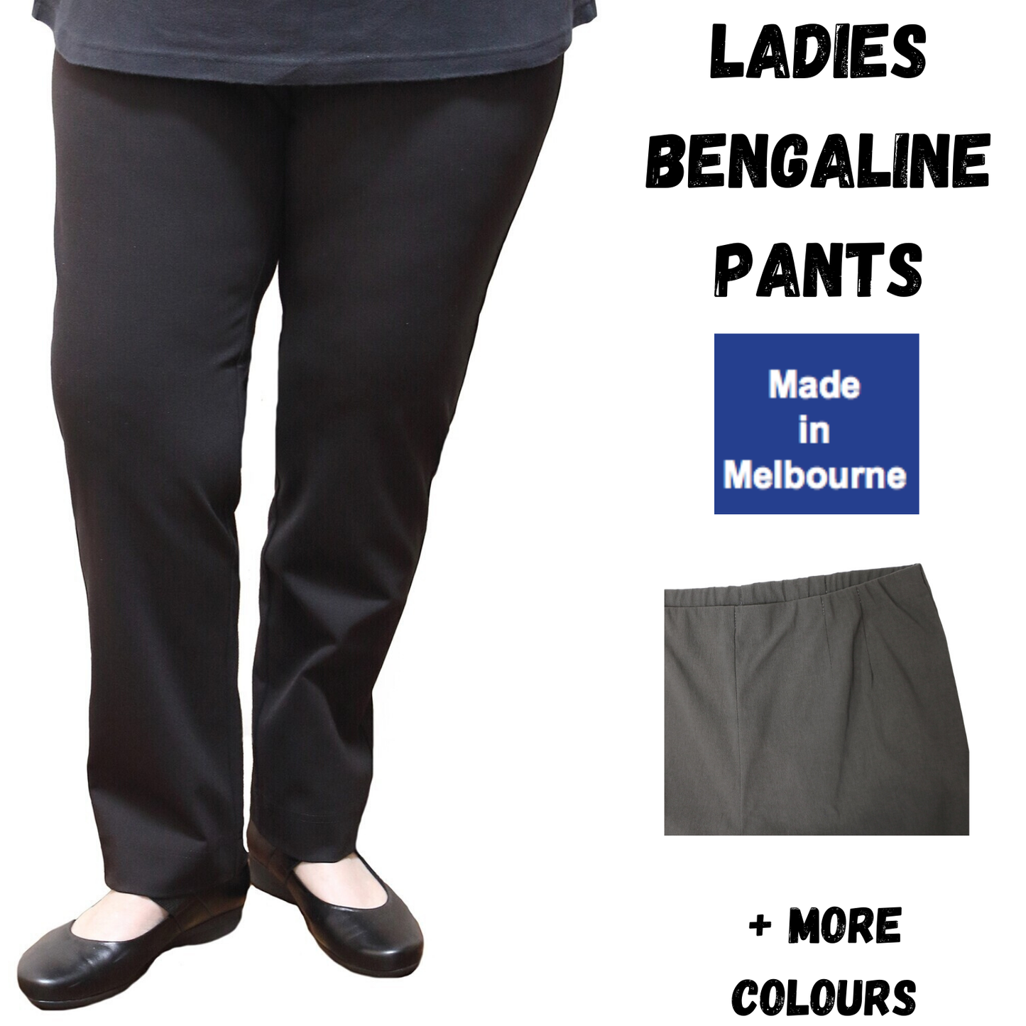 Womens Straight Leg Bengaline Pull On Stretch Work Pants Ladies Bottoms Ponte-1