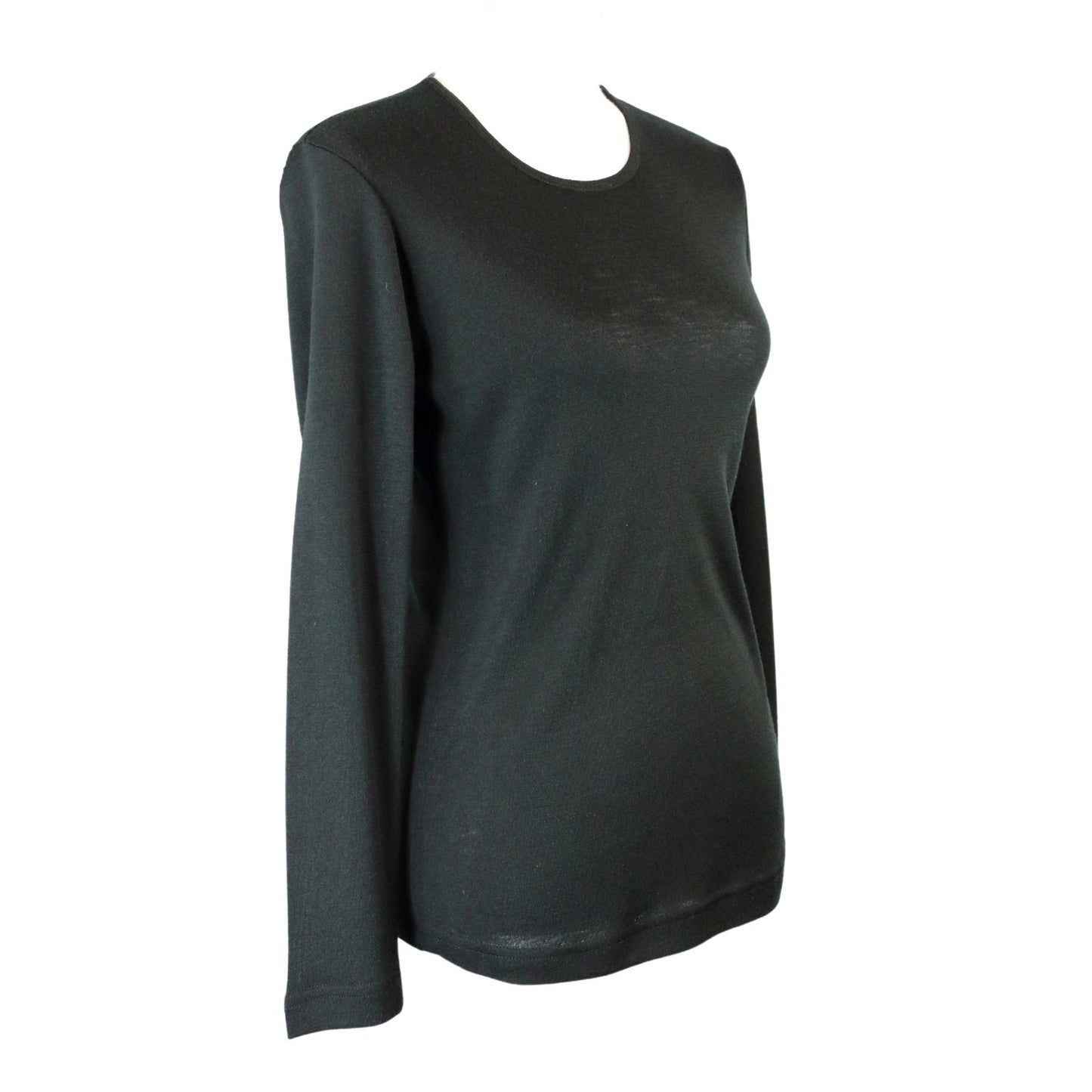 idyl Womens Pure Wool Long Sleeve Top - Black - Knit Base Layer (Made in Australia)-6
