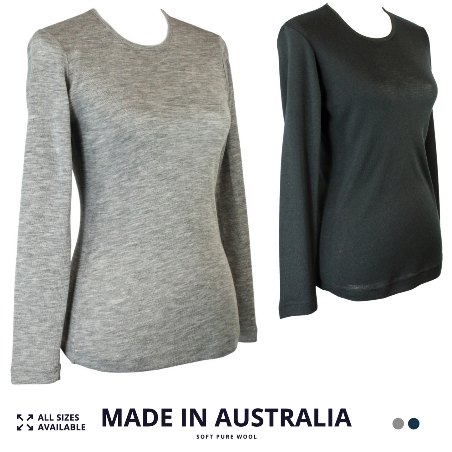Ladies Soft Pure Wool Knit Long Sleeve Top Womens T Shirt Winter Base Layer - Made in Australia-1