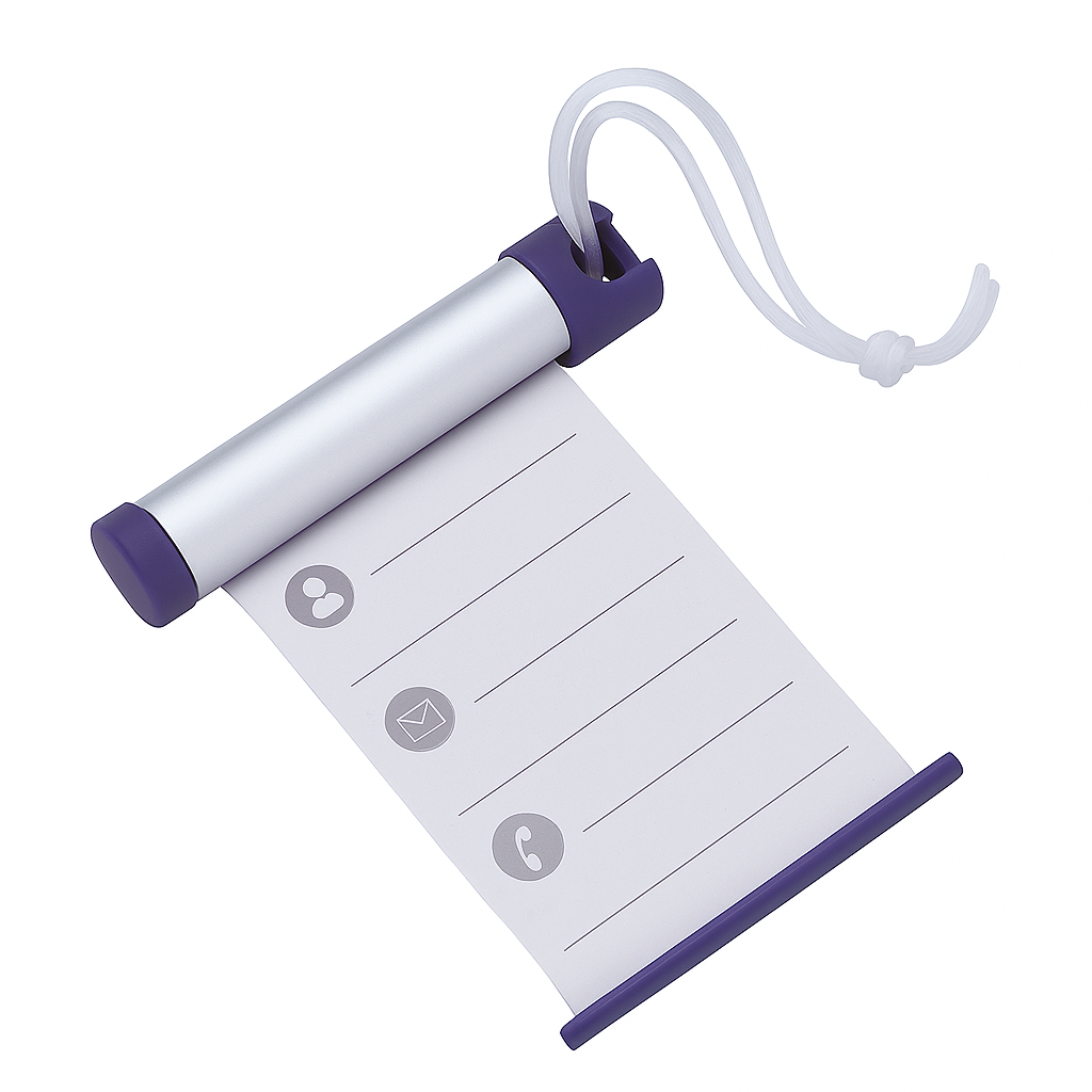 6x Funky Luggage Cylinder Tag Rollout Label for Address Details - Silver/Blue-2