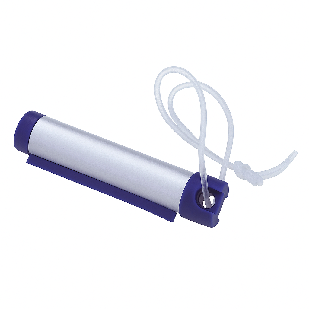 Funky Luggage Cylinder Tag Rollout Label for Address Details - Silver/Blue-2