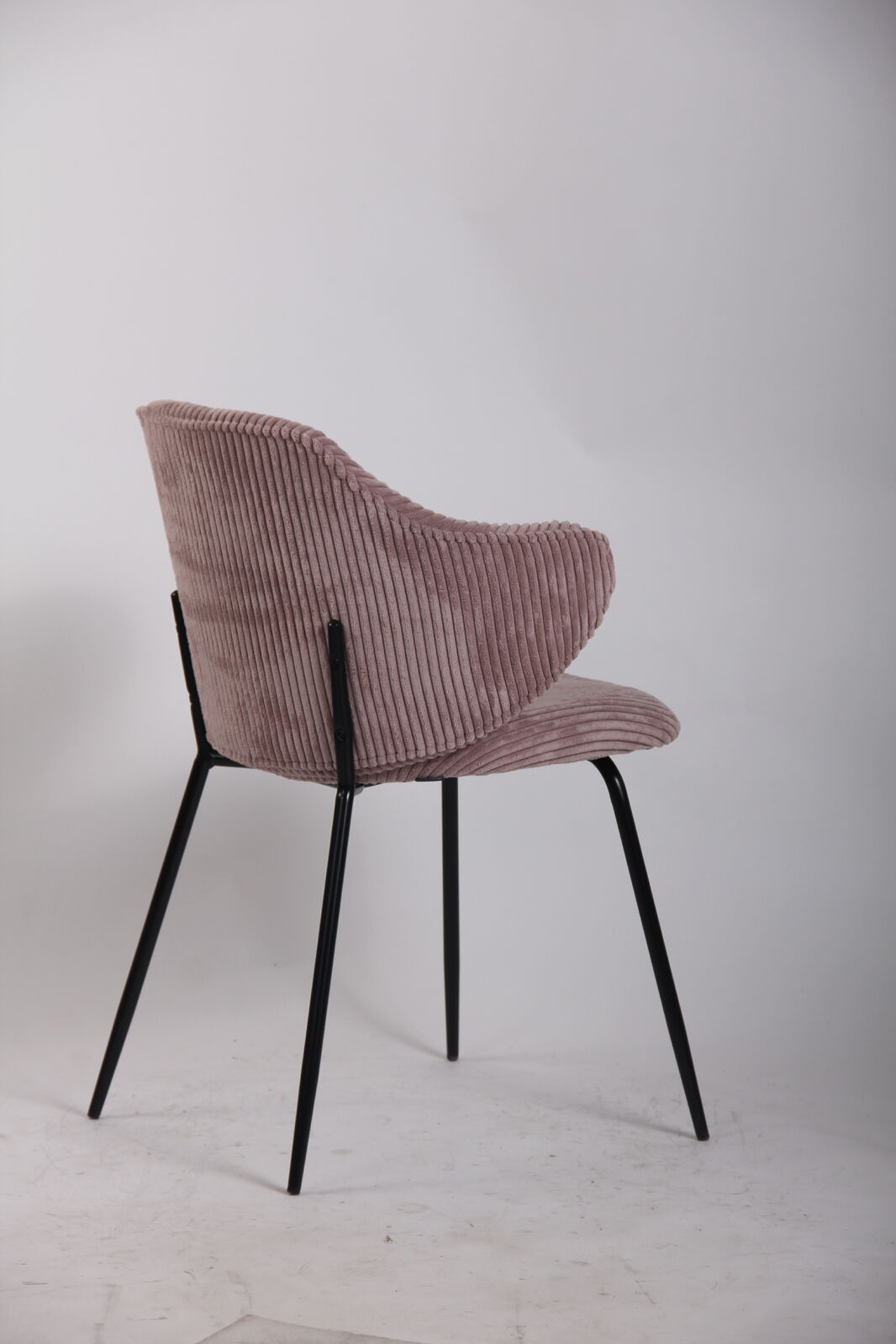 Set of 4 Corduroy Dining Chairs - Pink-4