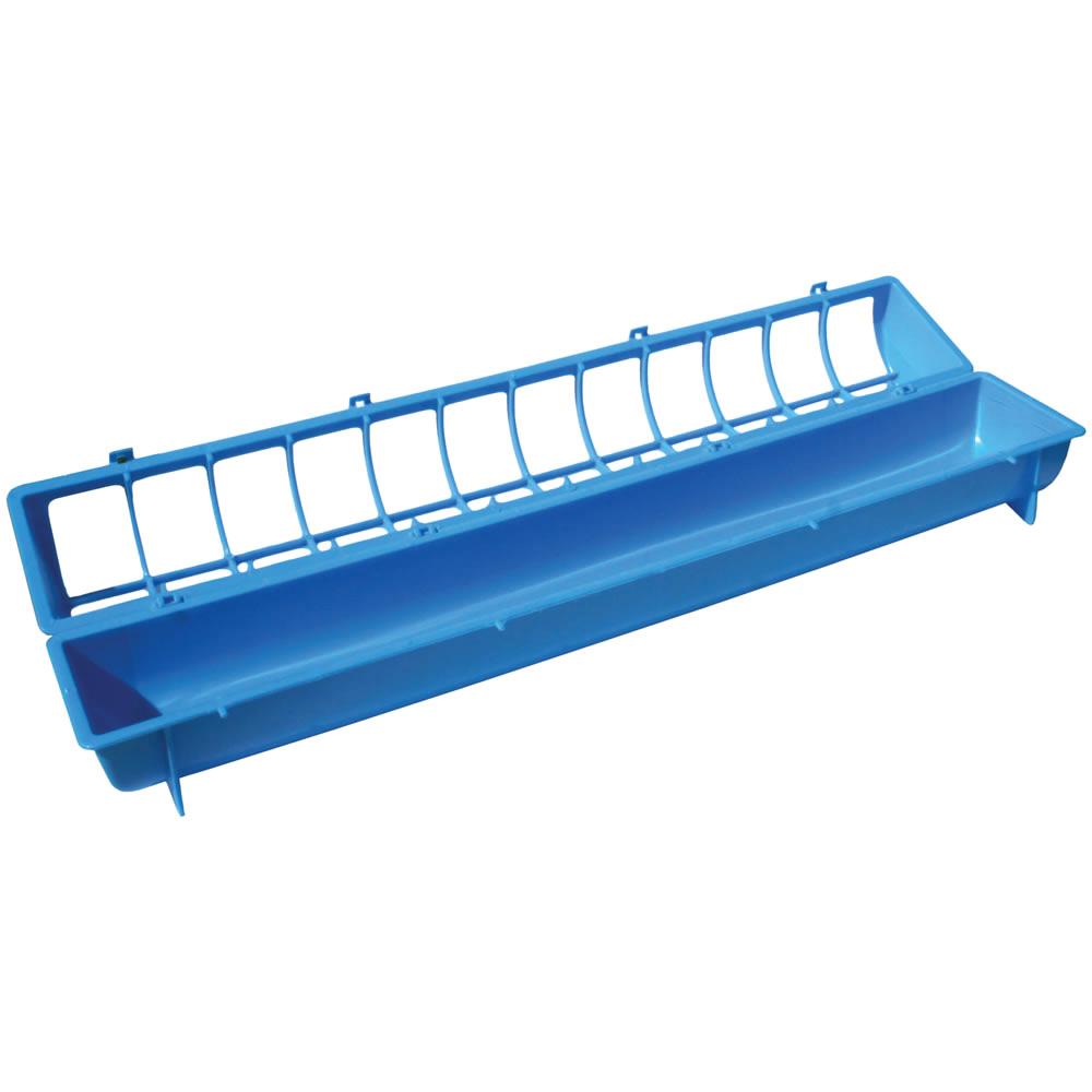 68cm Long Poultry Feeder Chicken Feeding Trough Blue Plastic Flip Top Container-1