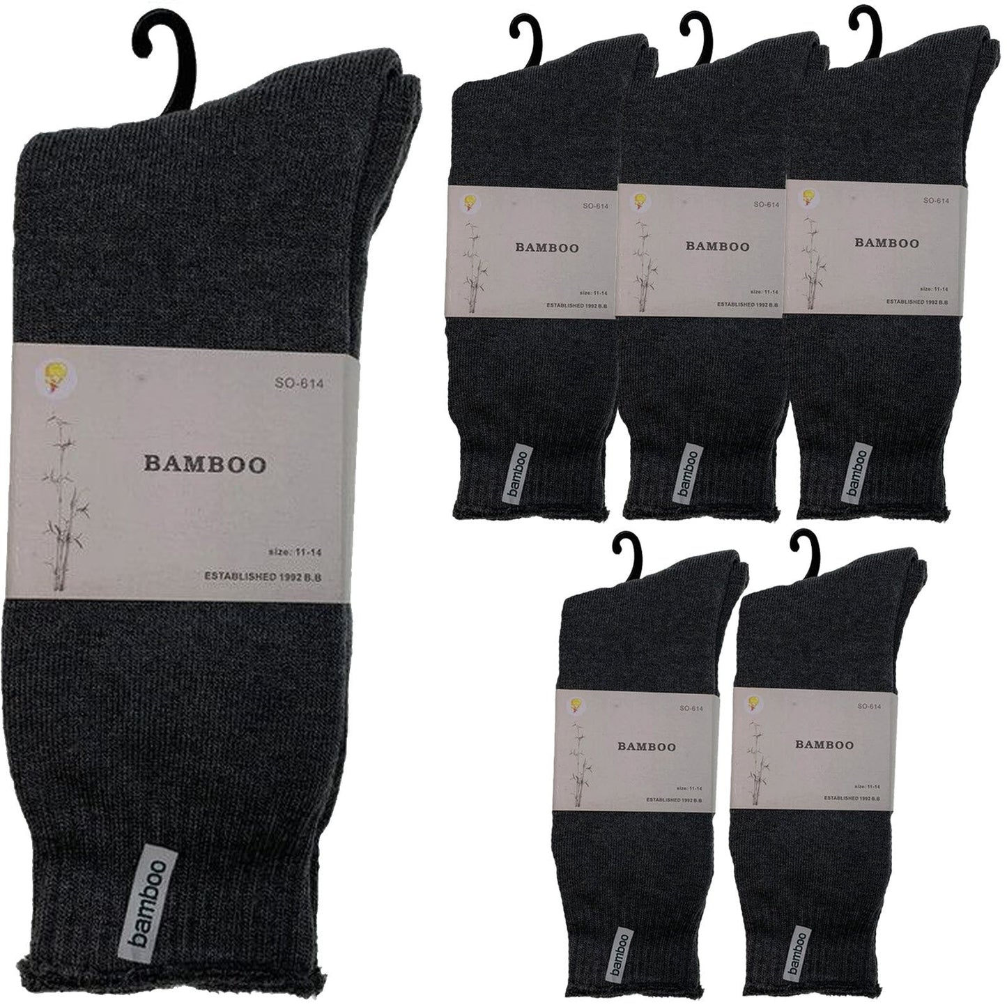 6 Pairs PREMIUM BAMBOO SOCKS Mens Heavy Duty Thick Work Socks BULK Cushion-8
