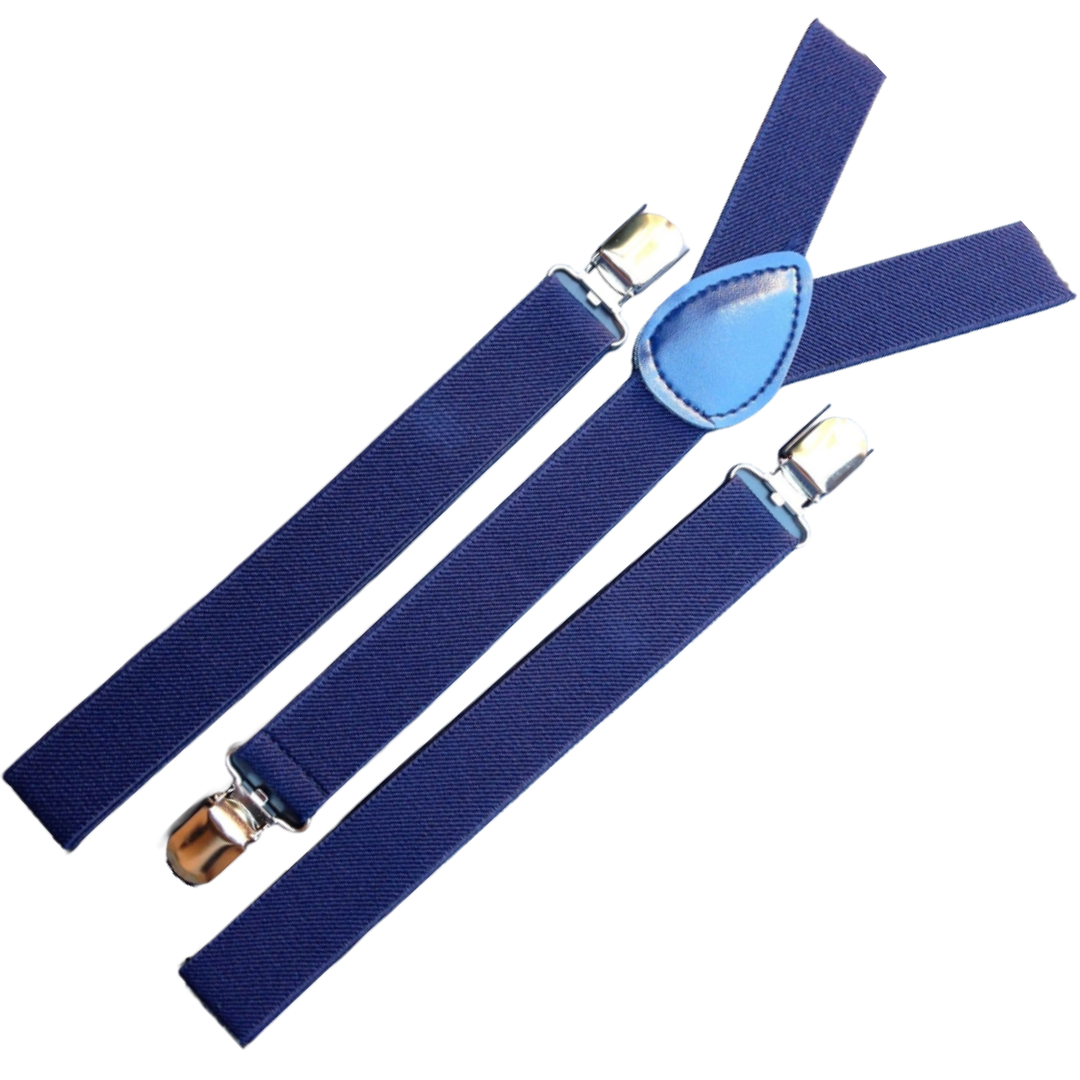 6x Mens Suspenders Braces Adjustable Strong Clip On Elastic Formal Wedding BULK - Navy Blue