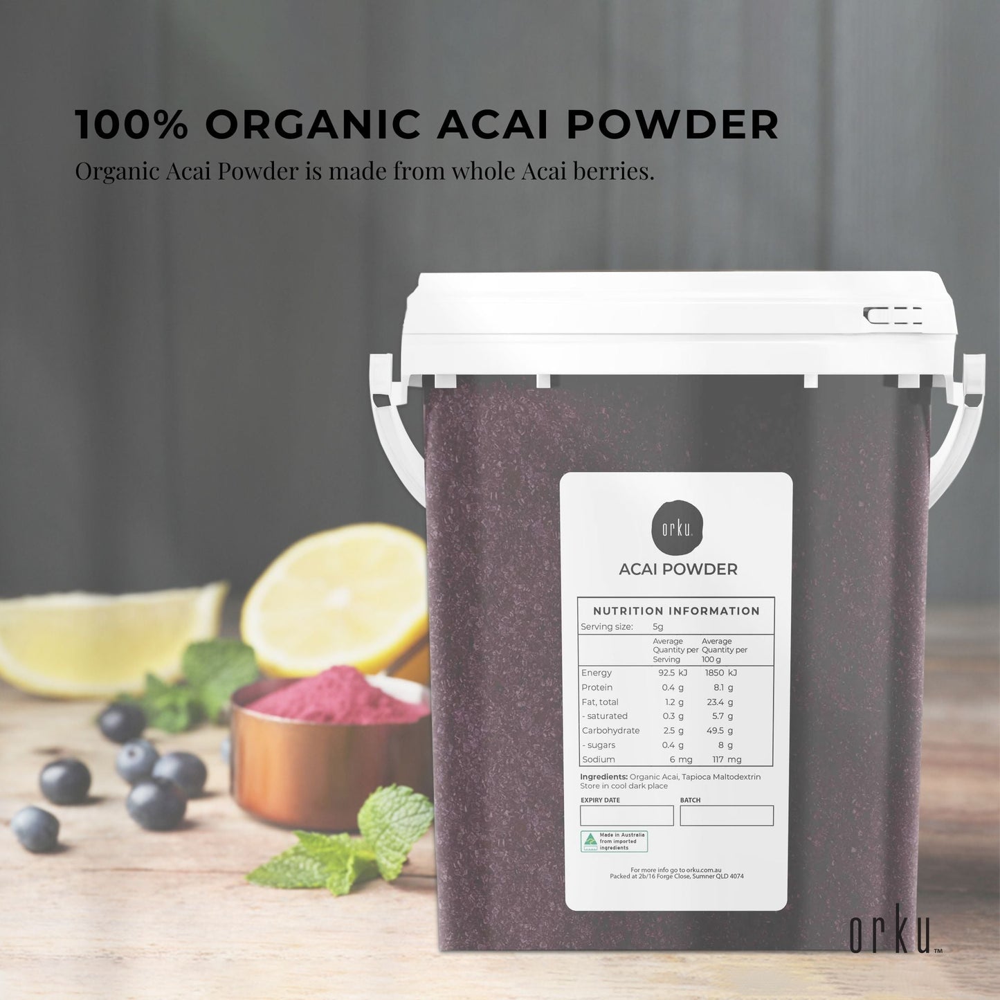 700g Acai Powder Bucket 100% Organic - Superfood Amazon Berries-1