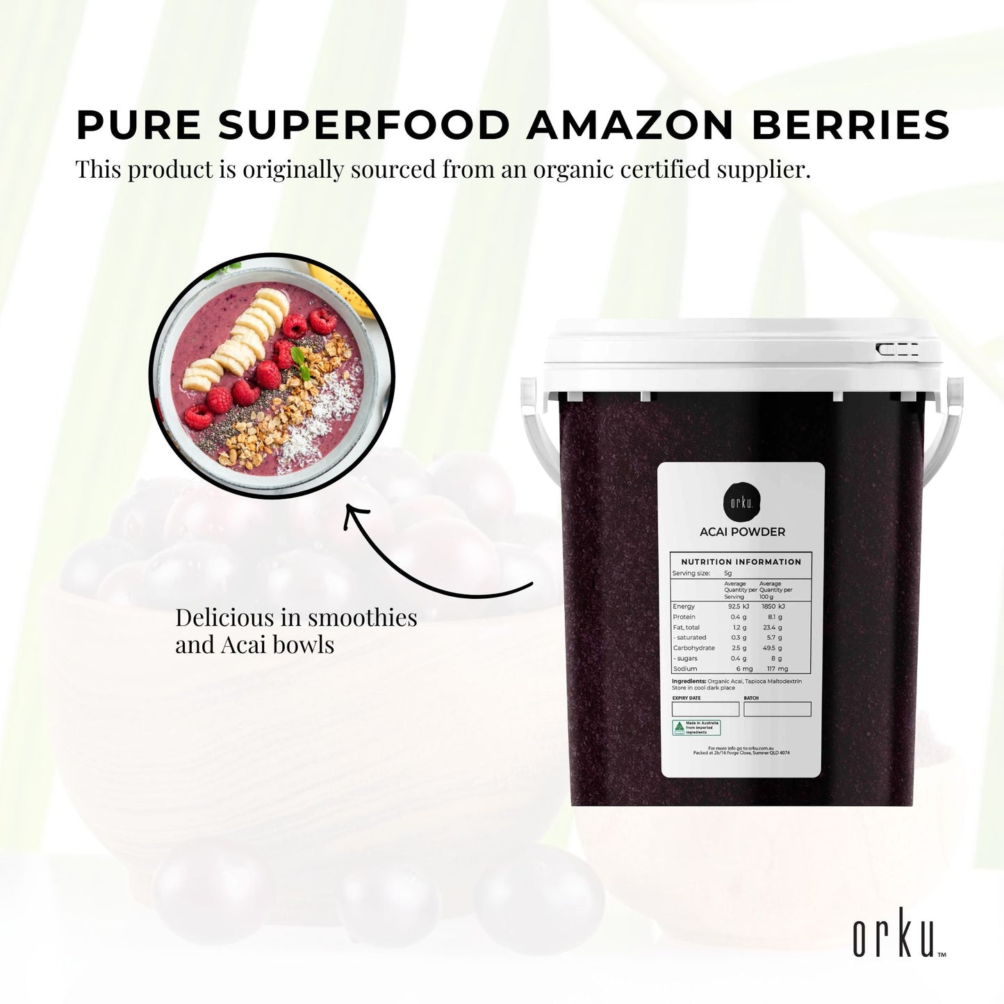700g Acai Powder Bucket 100% Organic - Superfood Amazon Berries-3