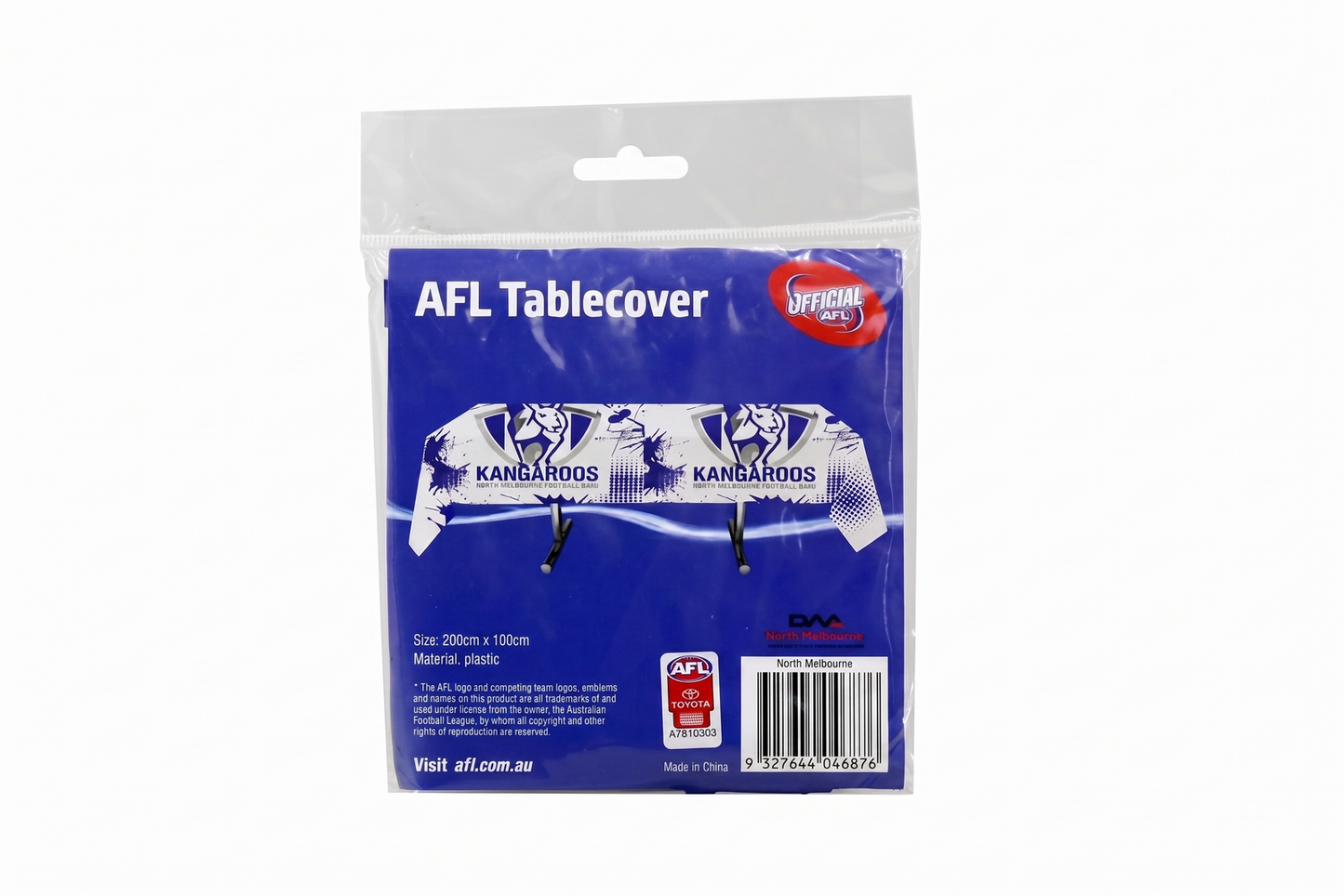 North Melbourne Kangaroos Official AFL Plastic Table Cover Cloth (200x100cm) - Officially Licensed