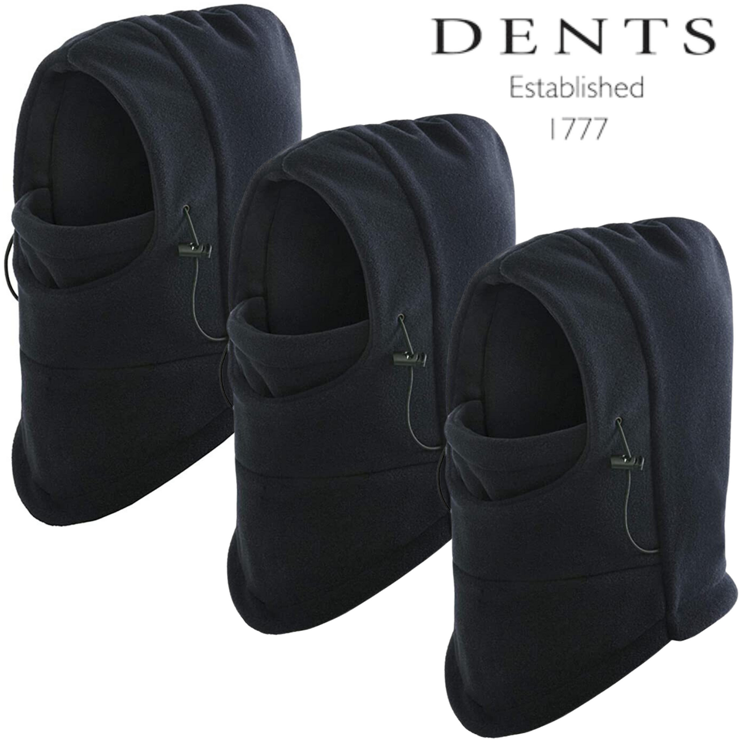 3x Windproof Thermal Fleece Balaclava Beanie Hat Full Face Mask Ski - Black-1