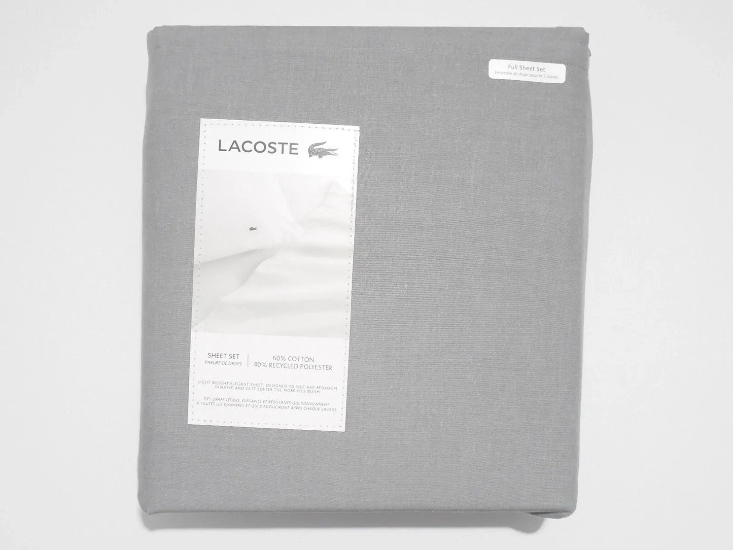 Lacoste Cotton Blend Twin Bed Sheet Set (Oversized Australian Single) in Chambray Grey