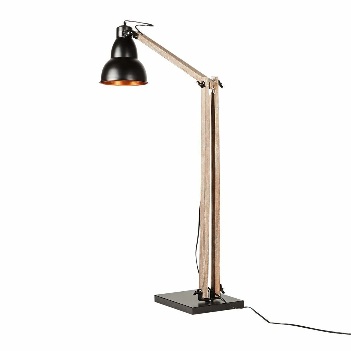 Wooden Large Floor Lamp Industrial Retro Modern Adjustable Light - Matte Black-4