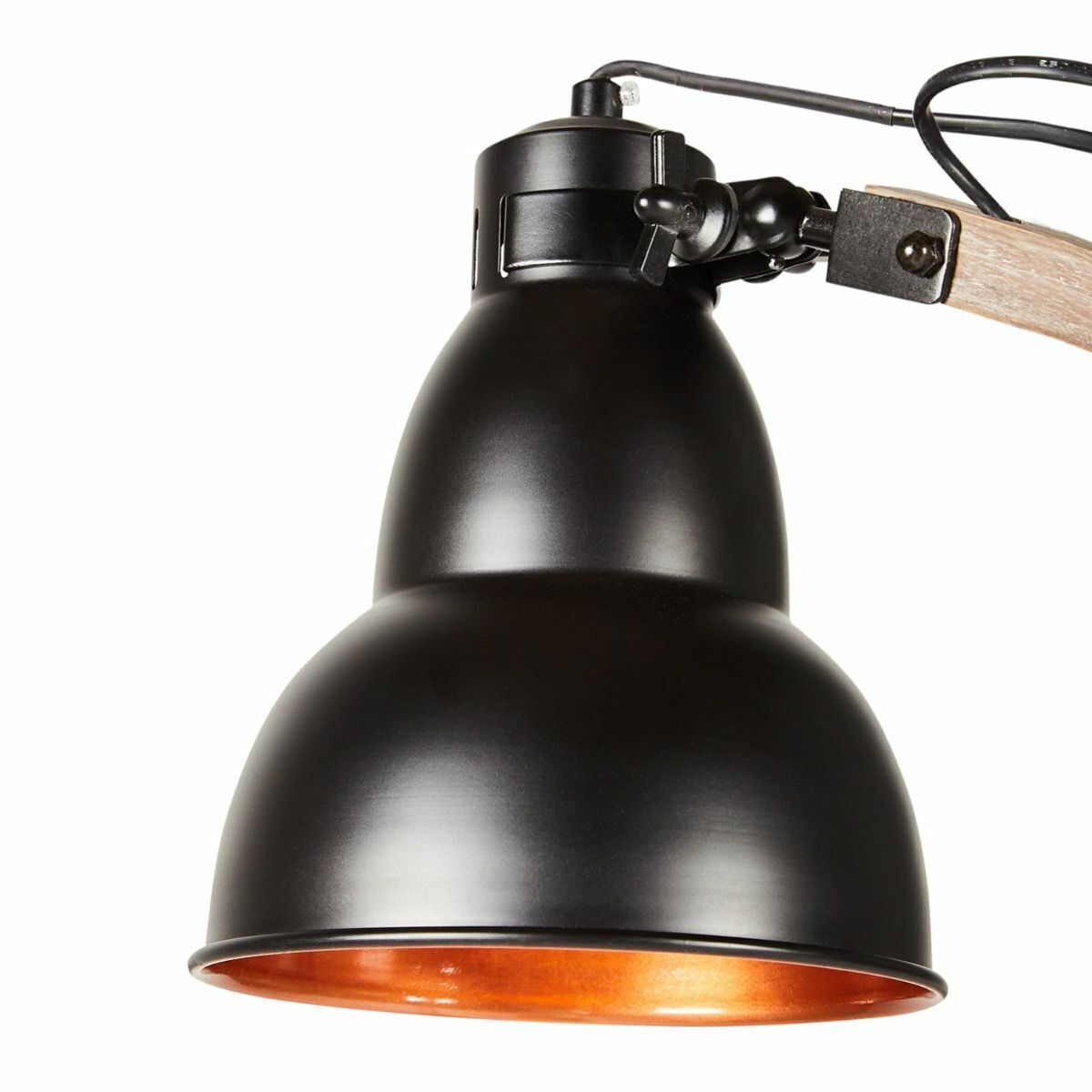 Wooden Large Floor Lamp Industrial Retro Modern Adjustable Light - Matte Black-3