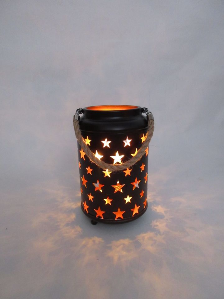 20cm Starry LED Lantern Light with Rope Handle Star Bedside Table Desk Lamp-2