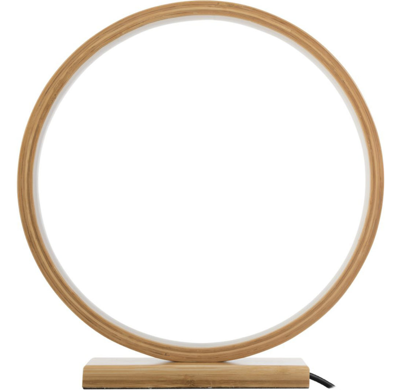 Bamboo Single Ring LED Lamp Light Modern Scandi Minimalistic - Natural-4