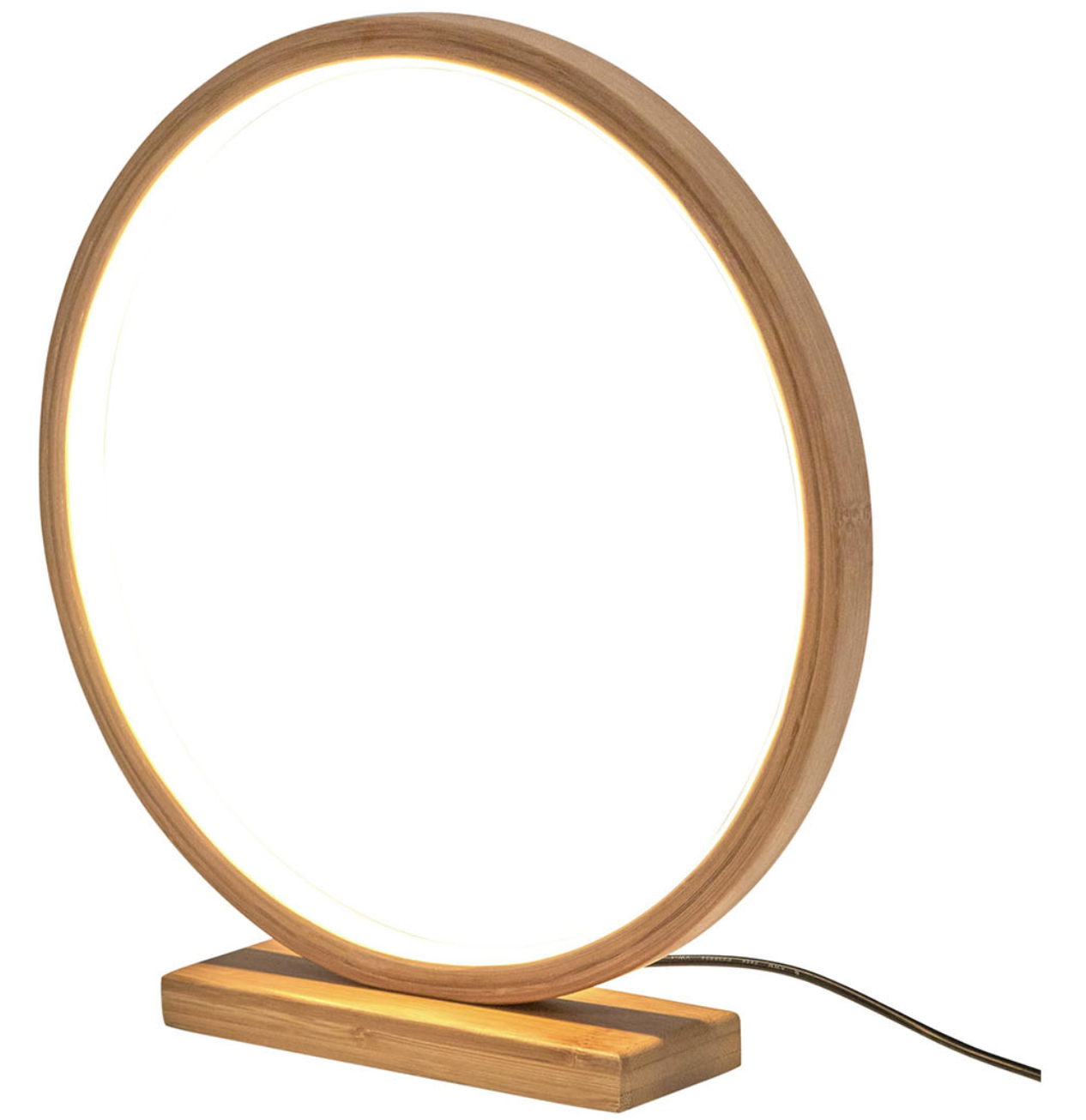 Bamboo Single Ring LED Lamp Light Modern Scandi Minimalistic - Natural-1