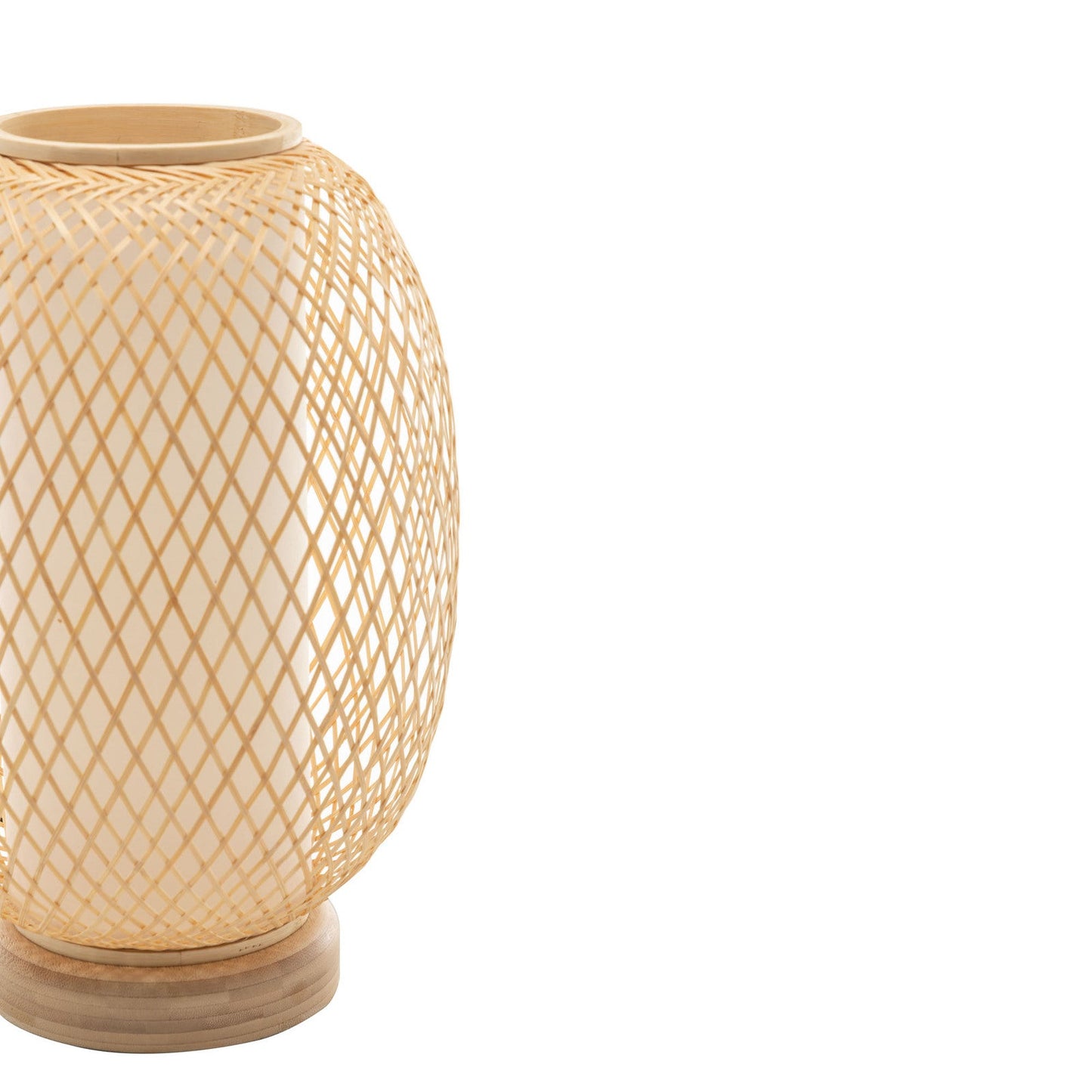 Natural Woven Bamboo Oval Table Lamp Light Shade Boho Tropical Coastal-4