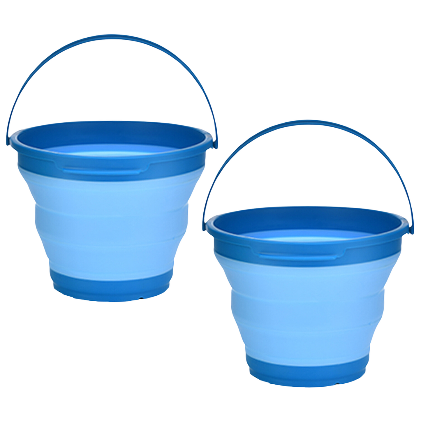 2x 7L Foldable Collapsible Silicone Bucket for Home/Hiking/Camping/Fishing -Blue-0
