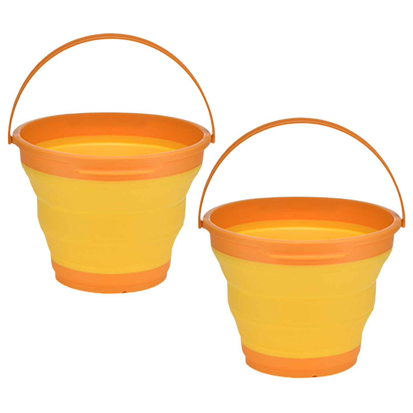 2x 7L Foldable Collapsible Silicone Bucket for Hiking/Camping/Fishing - Orange-1